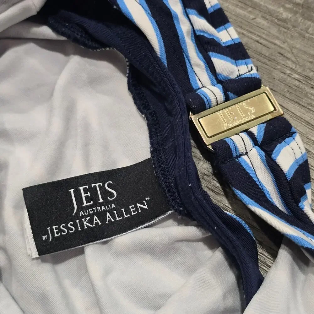JETS Australia by Jessika Allen Striped Plunge V-Neck One-Piece Swimsuit